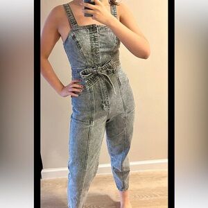 Universal Thread Gray Black Denim Overalls Jumpsuit